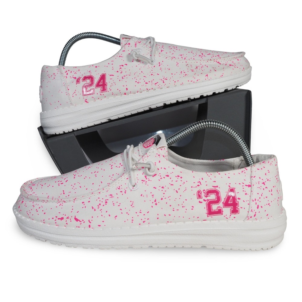 Hey Dude Wendy Class of 2024 Casual Slip-on Shoes White Pink Womens 7 NEW